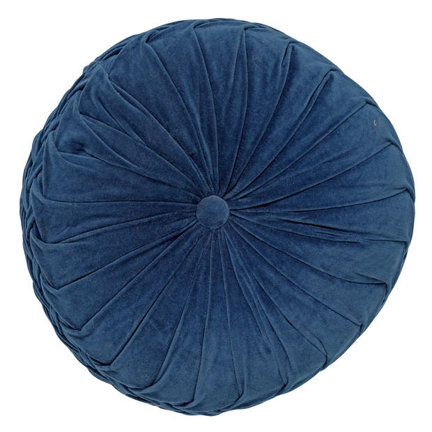 Dutch Decor - KAJA - Sierkussen rond velvet Ø40 cm - Insignia Blue - donkerblauw