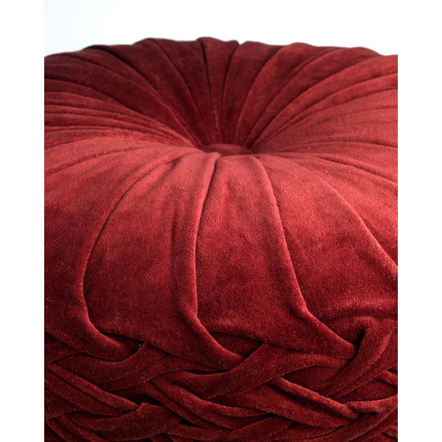 Dutch Decor - KAJA - Sierkussen rond velvet Ø40 cm - Merlot - rood