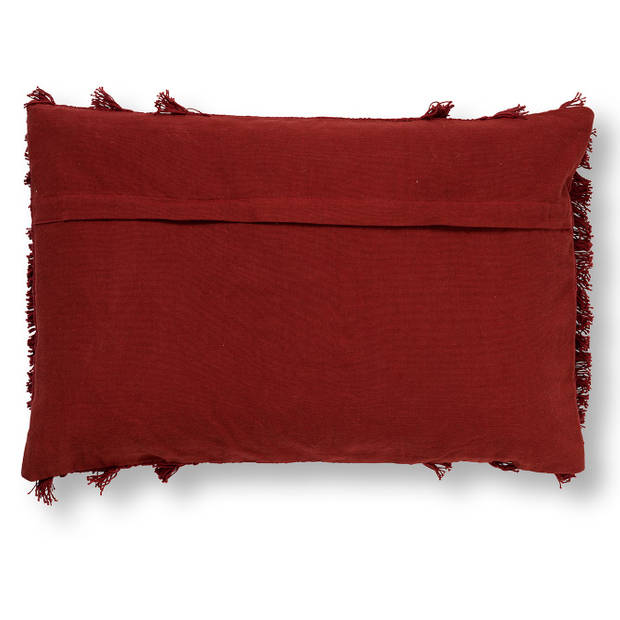 Dutch Decor - FARA - Sierkussen 40x60 cm - 100% katoen - met franjes - Merlot - rood