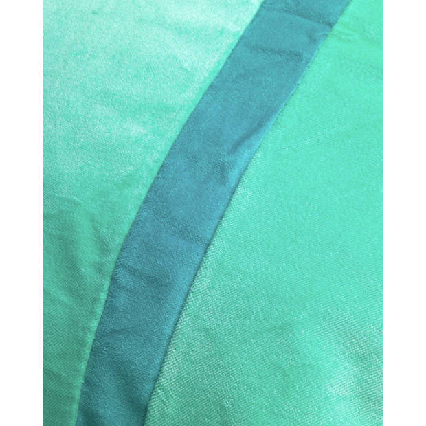 Dutch Decor - PEBBE - Kussenhoes velvet 45x45 cm - beveled glass - groen - blauw - strepen - color blocking