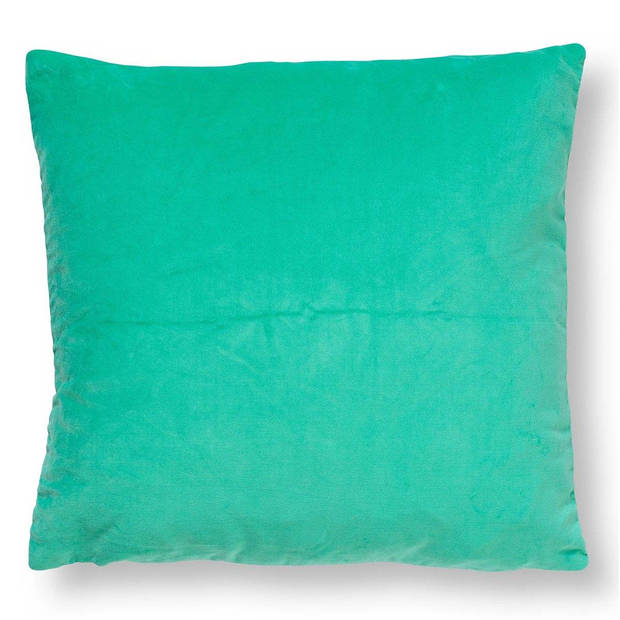 Dutch Decor - PEBBE - Sierkussen velvet 45x45 cm - beveled glass - groen - blauw - strepen - color blocking