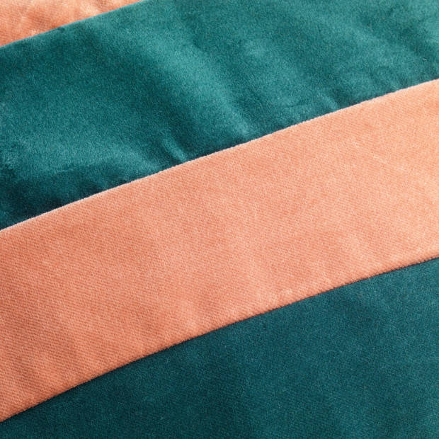 Dutch Decor - PEBBE - Sierkussen velvet 45x45 cm - sagebrush green - groen - roze - strepen