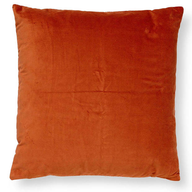 Dutch Decor - PEMM - Sierkussen velvet 45x45 cm - Potters Clay oranje - roze streepjes