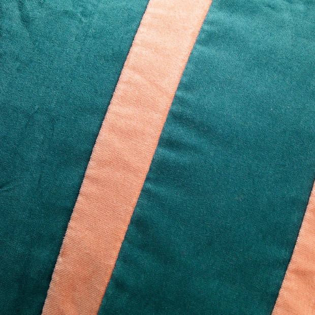 Dutch Decor - PEMM - Sierkussen velvet 45x45 cm - sagebrush green - groen - roze strepen - color blocking