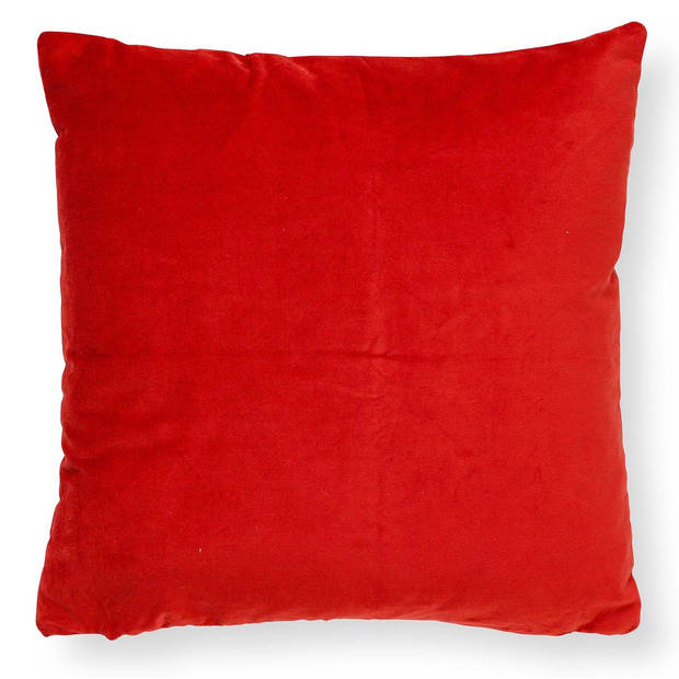 Dutch Decor - PEMM - Kussenhoes elvet 45x45 cm - rood - aurora red - roze streepjes - color blocking