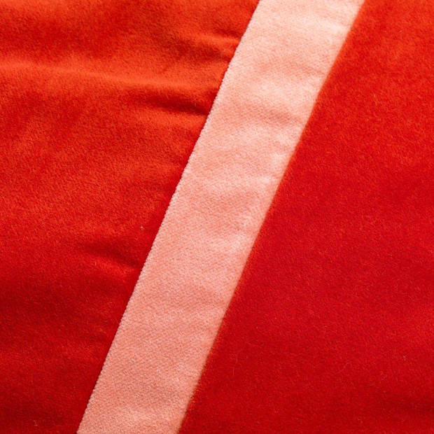 Dutch Decor - PEMM - Sierkussen velvet 45x45 cm - rood - aurora red - roze streepjes - color blocking