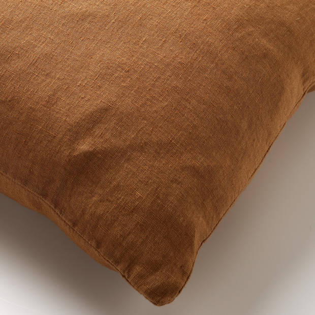 Dutch Decor - LINN - Sierkussen 45x45 cm - 100% linnen - effen kleur - Tobacco Brown - bruin