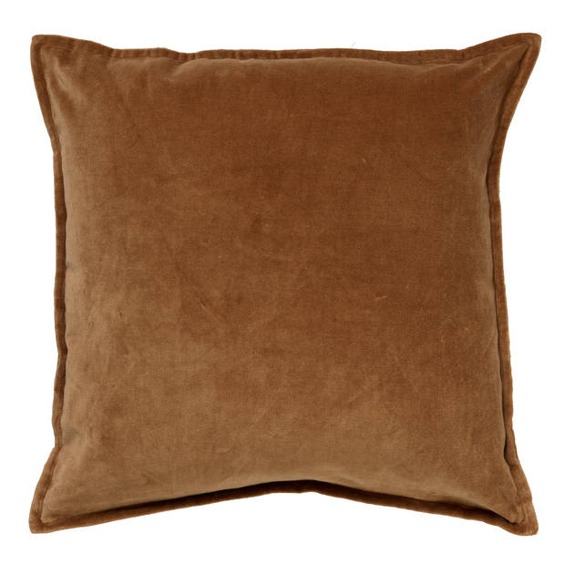 Dutch Decor - CAITH - Sierkussen 50x50 cm - 100% katoen - velvet - lekker zacht - Tobacco Brown - bruin