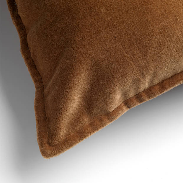 Dutch Decor - CAITH - Sierkussen 50x50 cm - 100% katoen - velvet - lekker zacht - Tobacco Brown - bruin