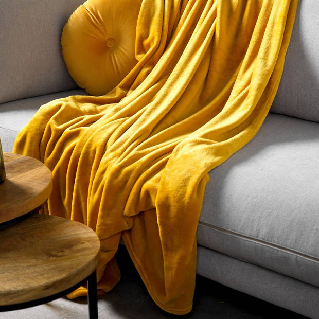 Dutch Decor - HARVEY - Plaid 150x200 cm - superzachte deken van fleece - Golden Glow - geel