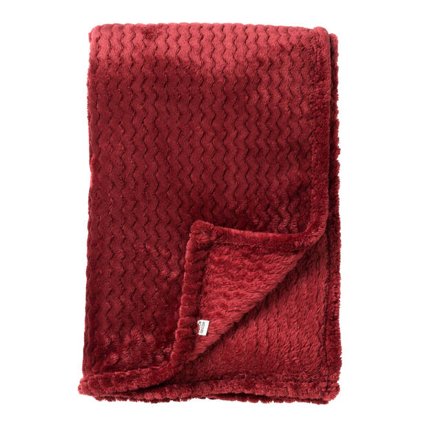 Dutch Decor - MARA - Plaid 150x200 cm - superzachte deken met zigzagpatroon - Merlot - rood bordeaux
