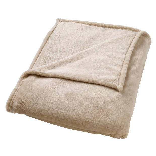 Dutch Decor - CHARLIE - Plaid 200x220 cm - extra grote fleece deken - effen kleur - Pumice Stone - beige