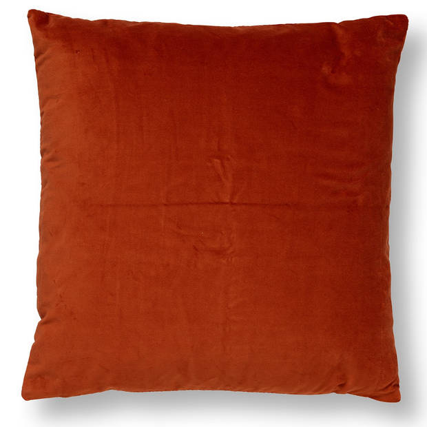 Dutch Decor - PEMM - Sierkussen velvet 45x45 cm - Potters Clay oranje - roze streepjes