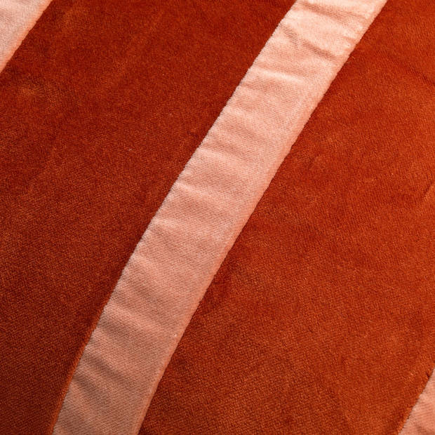 Dutch Decor - PEMM - Kussenhoes velvet 45x45 cm - Potters Clay - oranje - roze streepjes