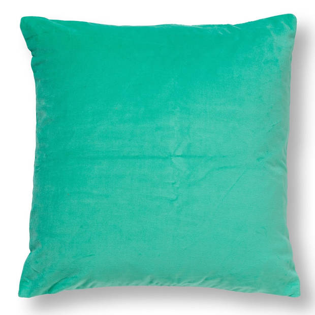 Dutch Decor - PEMM - Sierkussen velvet 45x45 cm - Beveled Glass - groen - blauwe streepjes