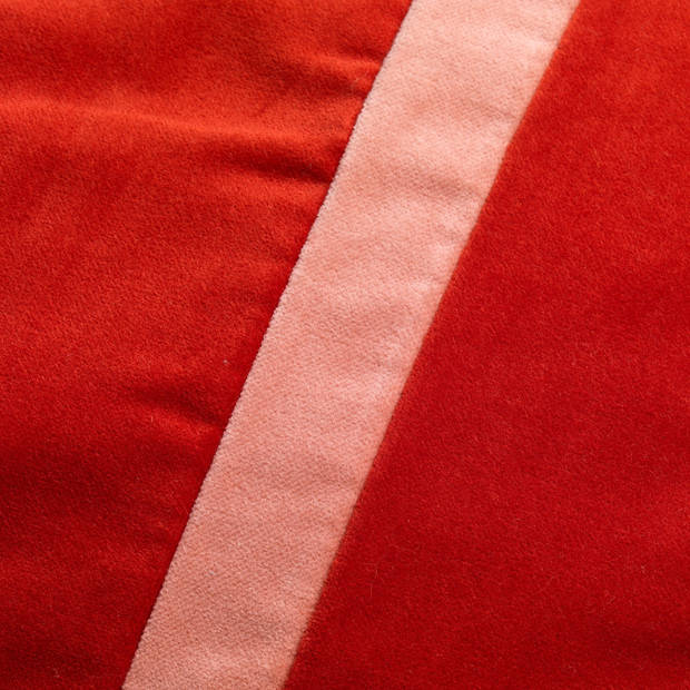 Dutch Decor - PEMM - Sierkussen velvet 45x45 cm - rood - aurora red - roze streepjes - color blocking