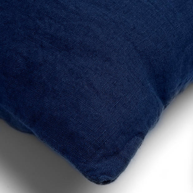 Dutch Decor - LINN - Kussenhoes 45x45 cm - 100% linnen - effen kleur - Insignia Blue - donkerblauw