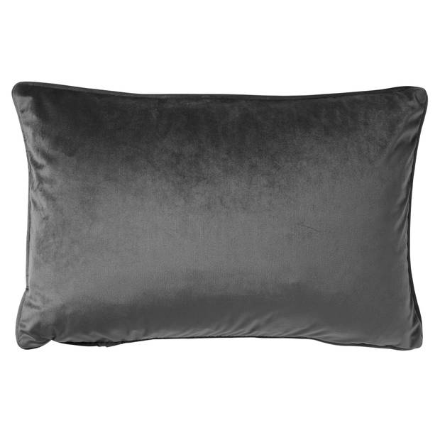 Dutch Decor - FINN - Sierkussen 40x60 cm - velvet - effen kleur - Charcoal Gray - antraciet