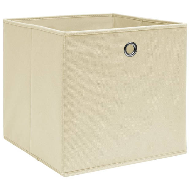 vidaXL Opbergboxen 10 st 32x32x32 cm stof crèmekleurig