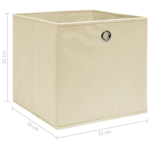 vidaXL Opbergboxen 10 st 32x32x32 cm stof crèmekleurig