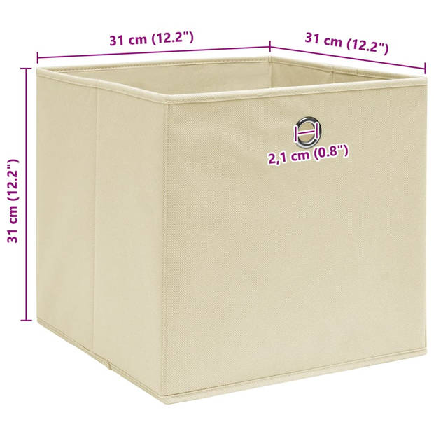 vidaXL Opbergboxen 4 st 32x32x32 cm stof crèmekleurig