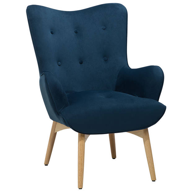 Beliani VEJLE - Fauteuil-Blauw-Fluweel