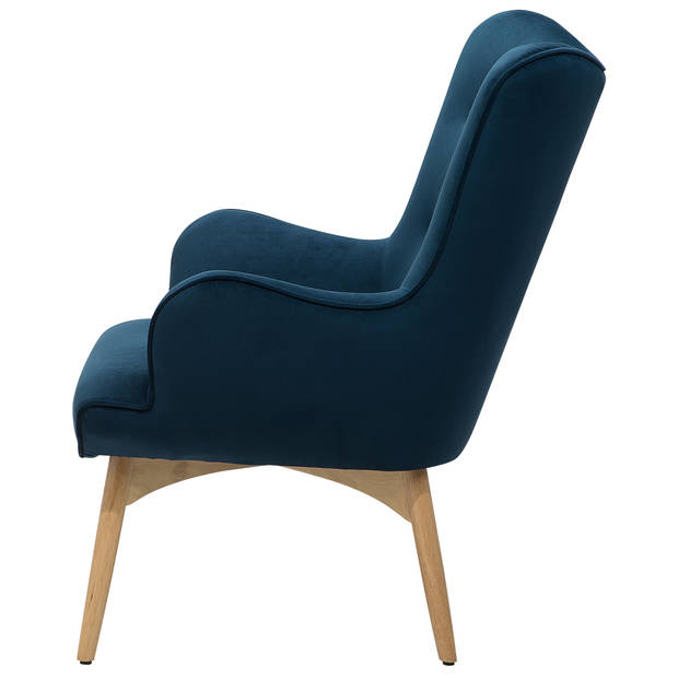 Beliani VEJLE - Fauteuil-Blauw-Fluweel