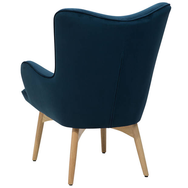 Beliani VEJLE - Fauteuil-Blauw-Fluweel