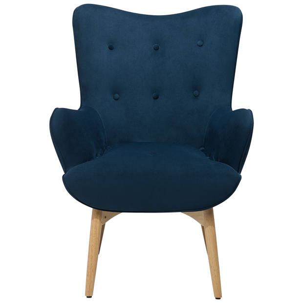 Beliani VEJLE - Fauteuil-Blauw-Fluweel