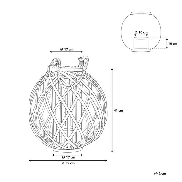 Beliani SAMOA - windlichtzuilen-Lichte houtkleur-Wilgenhout