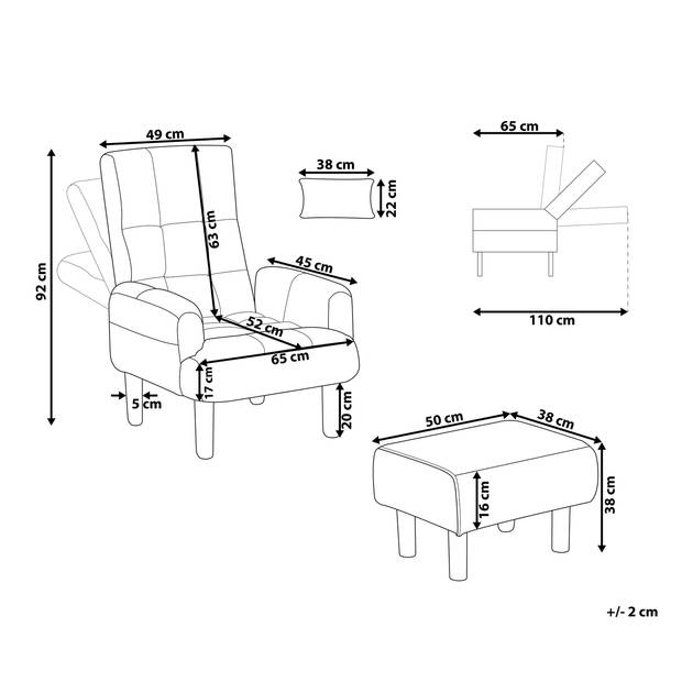 Beliani OLAND - Fauteuil-Grijs-Polyester