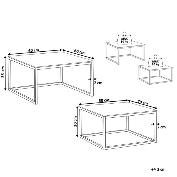 Beliani BREA - Salontafel-Wit-Veiligheidsglas