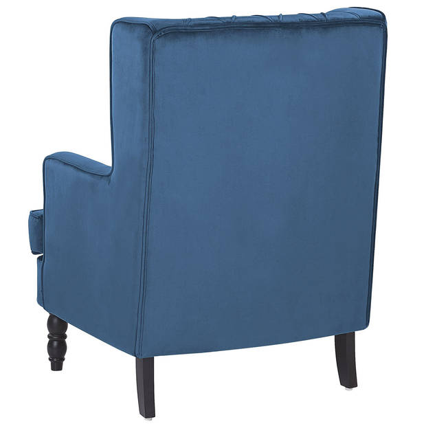 Beliani SANDSET - Fauteuil-Blauw-Fluweel