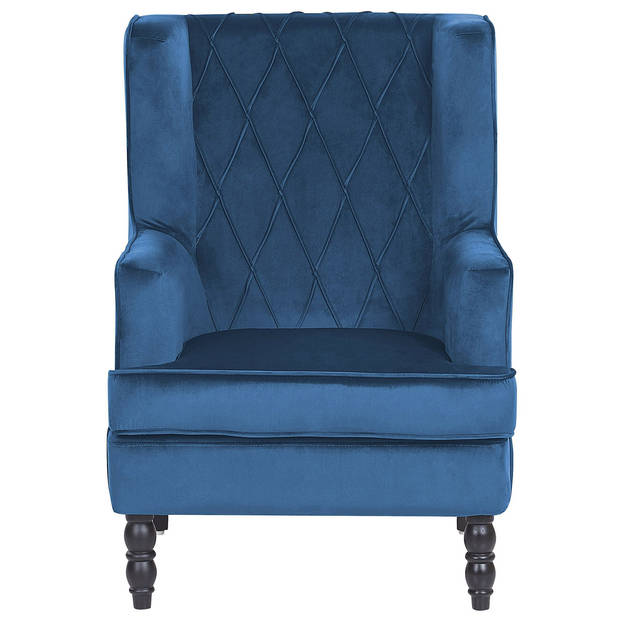 Beliani SANDSET - Fauteuil-Blauw-Fluweel