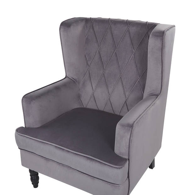 Beliani SANDSET - Fauteuil-Grijs-Fluweel