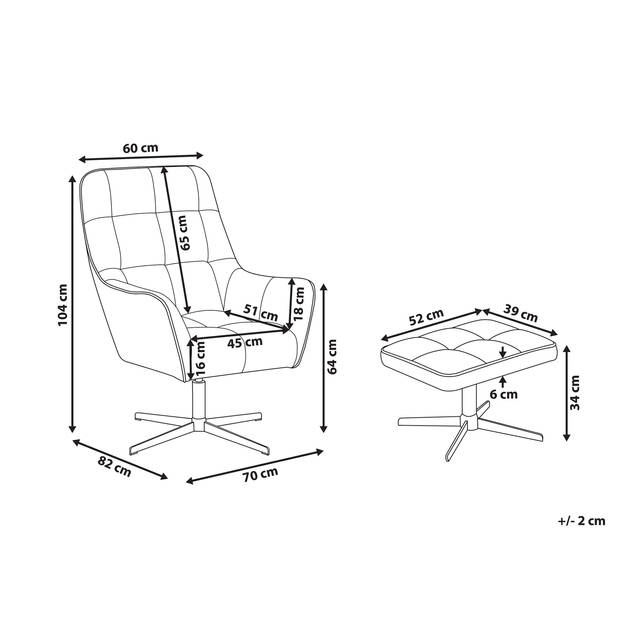 Beliani MOLLE - Fauteuil-Grijs-Fluweel