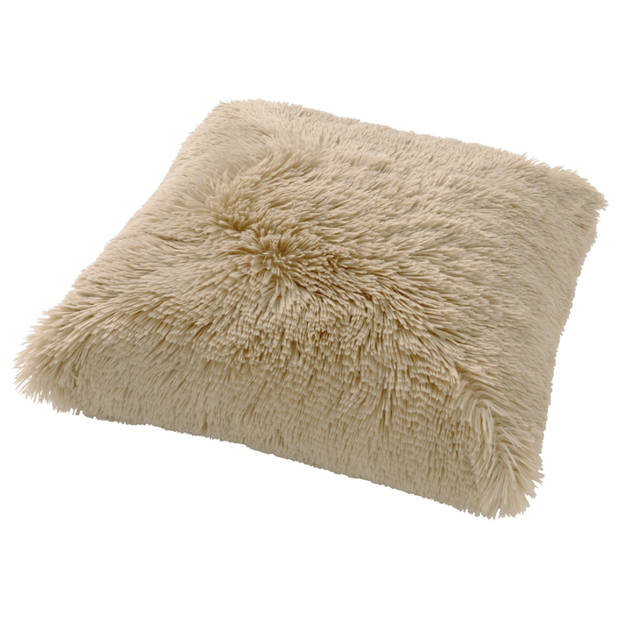 Dutch Decor - FLUFFY - Kussenhoes 60x60 cm - superzacht - XL kussensloop - Pumice Stone - beige