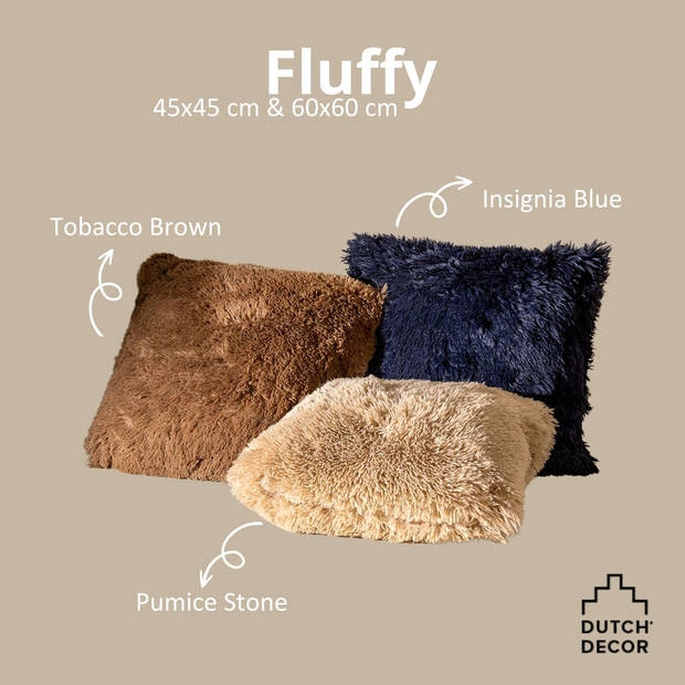 Dutch Decor - FLUFFY - Kussenhoes 45x45 cm - superzacht - effen kleur - Pumice Stone - beige