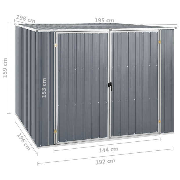 vidaXL Tuinschuur 195x198x159 cm gegalvaniseerd staal grijs