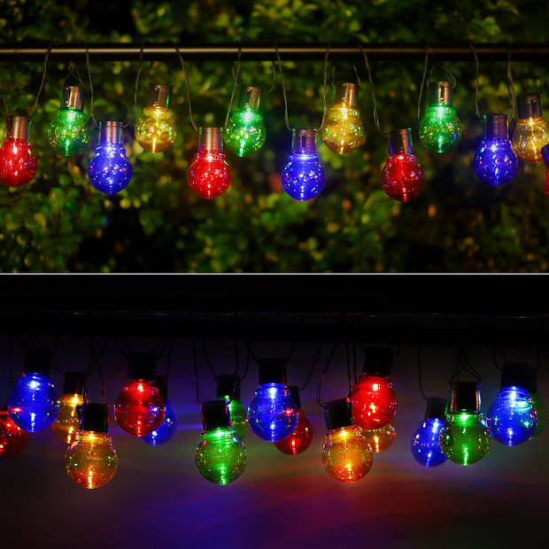 LED Lichtsnoer met Zonne-energie - Dag en Nacht Sensor - Aigi Ligo - 20W - 5.8 Meter - 20 LED's Meerkleurig - Waterdicht