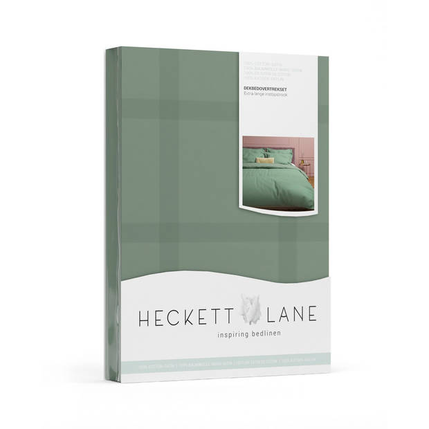 Heckett Lane Dekbedovertrek Katoen Satijn Diamant - mineral green 140x200/220cm