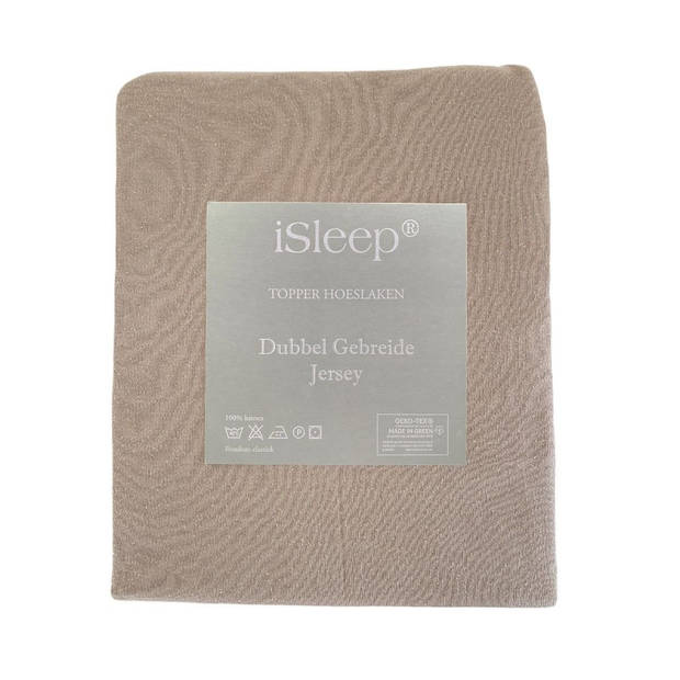 iSleep Topper hoeslaken Dubbel Jersey Combed Yarn - 140x200/210 cm - Taupe