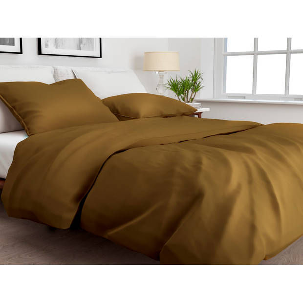 Zo Home Satinado Dekbedovertrek Uni Katoen Satijn - cognac bruin 260x200/220cm