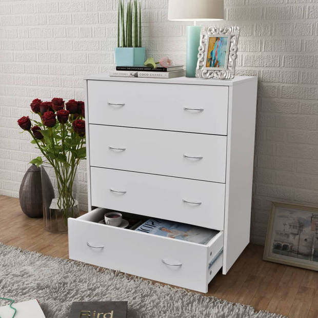 The Living Store Dressoir - Wit - 60 x 30.5 x 71 cm - 4 lades - Eenvoudig te monteren