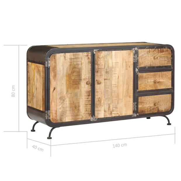 The Living Store Dressoir Antieke Stijl - Massief Mangohout - 140 x 40 x 80 cm