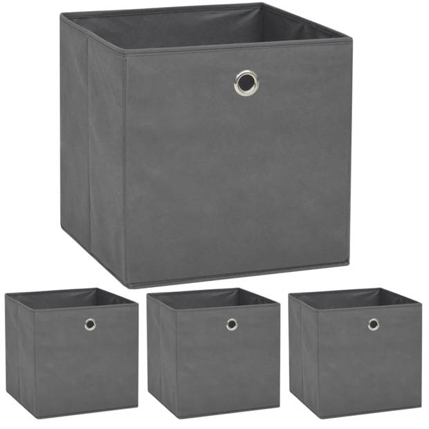 vidaXL Opbergboxen 4 st 32x32x32 cm nonwoven stof grijs