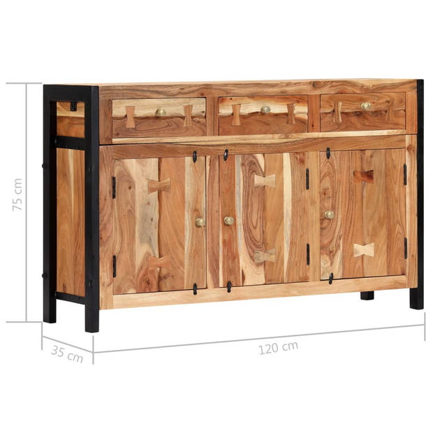 The Living Store Dressoir Retro Acaciahout 120x35x75cm - 3 Vakken - 3 Lades