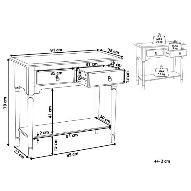 Beliani LOWELL - Consoletafel-Wit-MDF