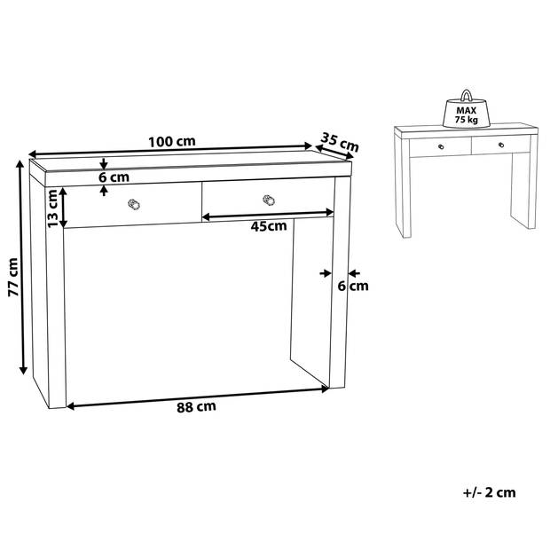 Beliani MARLE - Kaptafel-Zilver-Glas