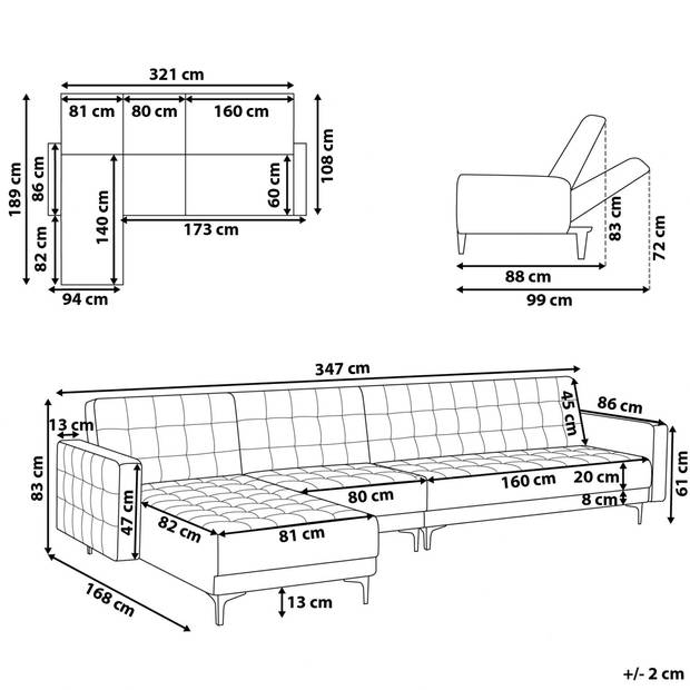 Beliani ABERDEEN - Modulaire Sofa-Zwart-Kunstleer